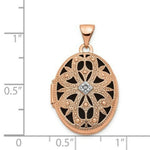 Load image into Gallery viewer, 14K Rose Gold 21mm Oval w/Diamond Vintage Black Interior Locket
