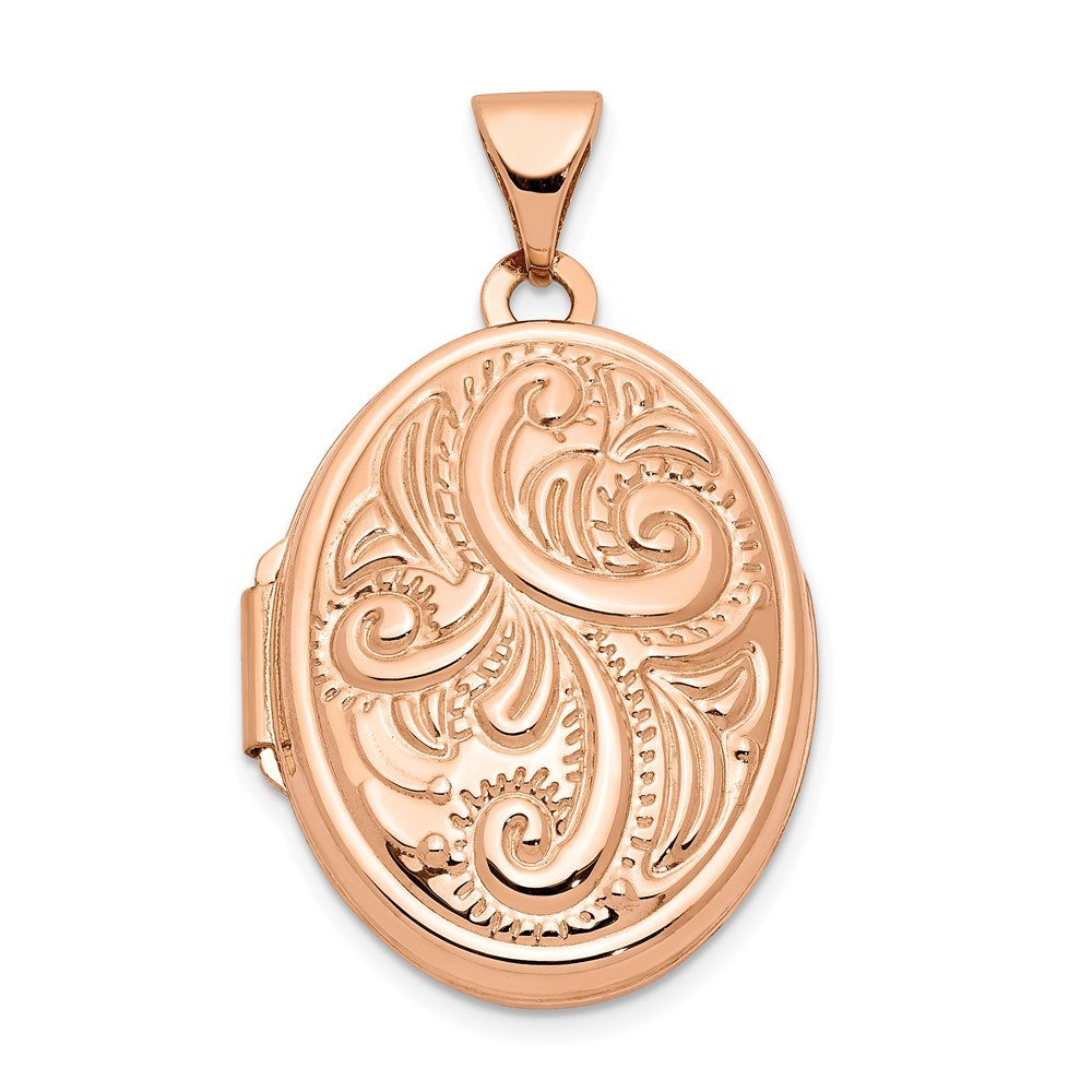 14K Rose Gold 21mm Domed Oval Locket