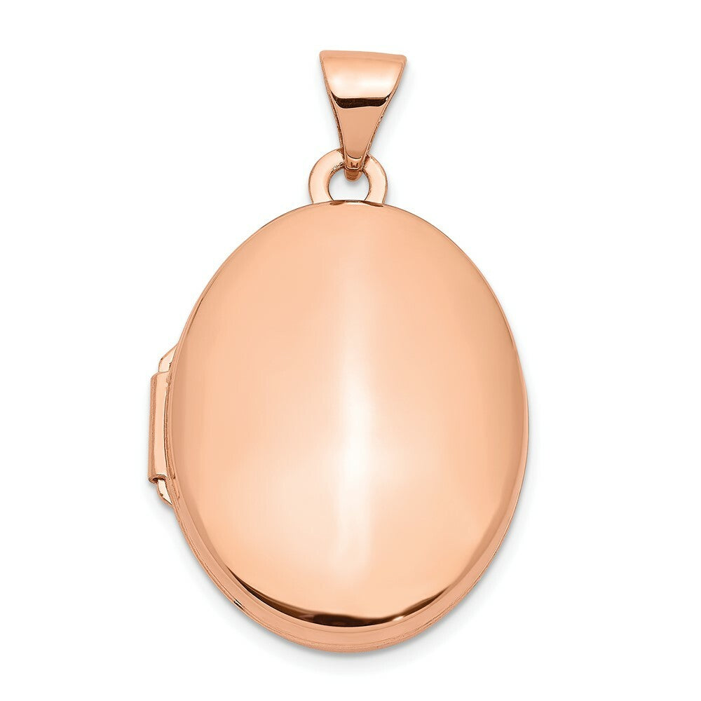 14K Rose Gold Polished 21mm Oval Locket