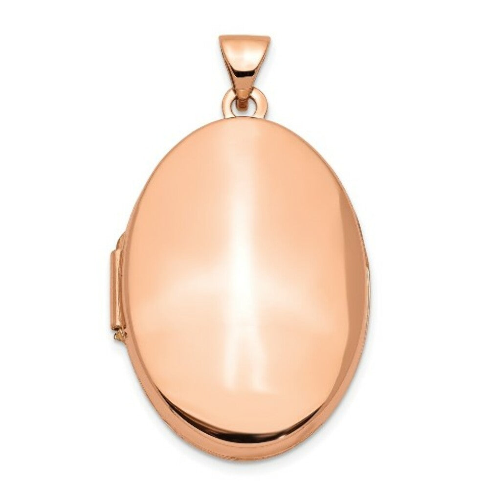14K Rose Gold Polished 26mm Domed Oval Locket
