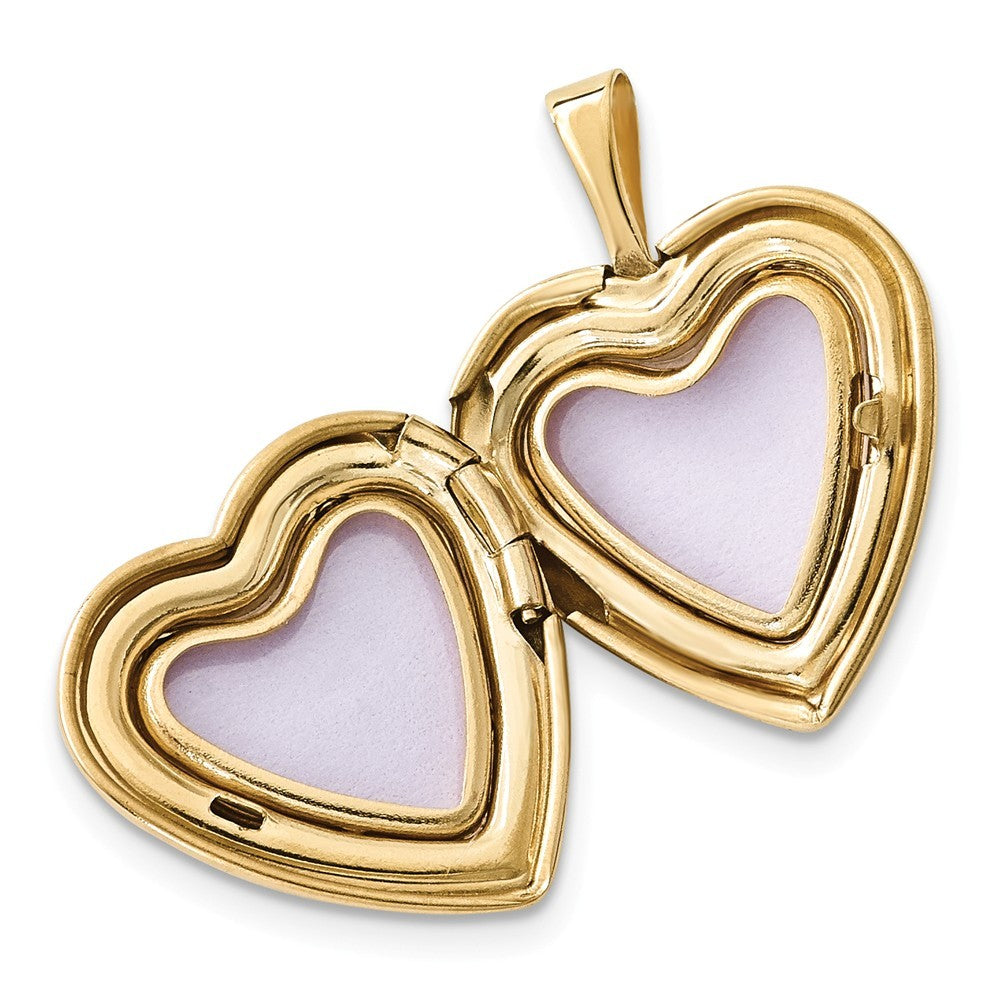 14K Yellow Gold 16mm Diamond Heart Locket & Gold Plated Sterling Silver 12mm Pendant