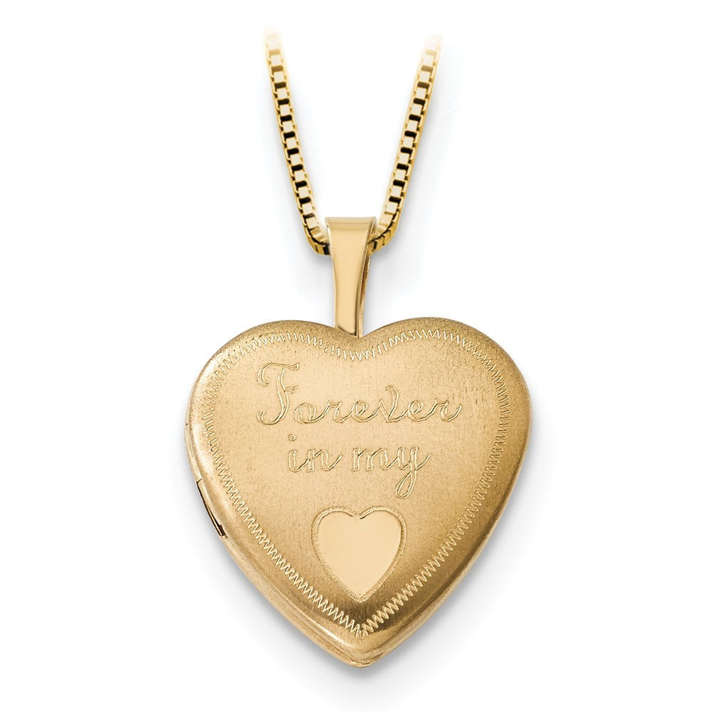 14K Yellow Gold 16mm Forever in Heart Locket/Gold-plated Sterling 12mm Pendant