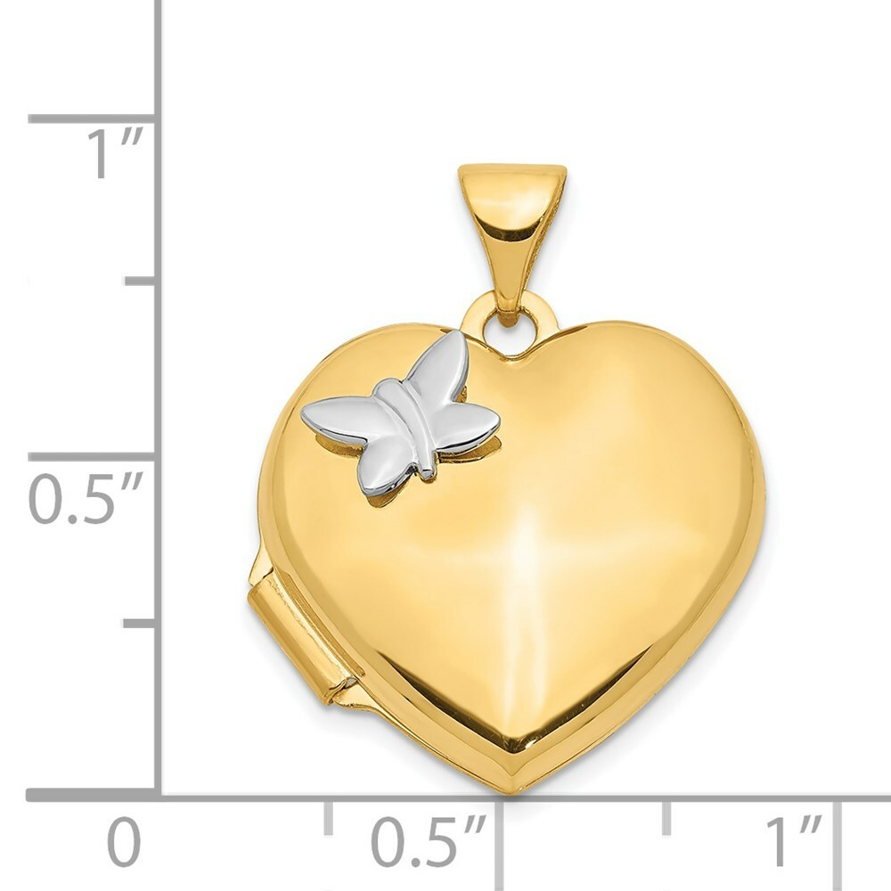 14K Two-tone Gold 18mm Heart w/Butterfly Locket