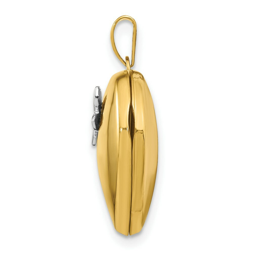 14K Two-tone Gold 18mm Heart w/Butterfly Locket