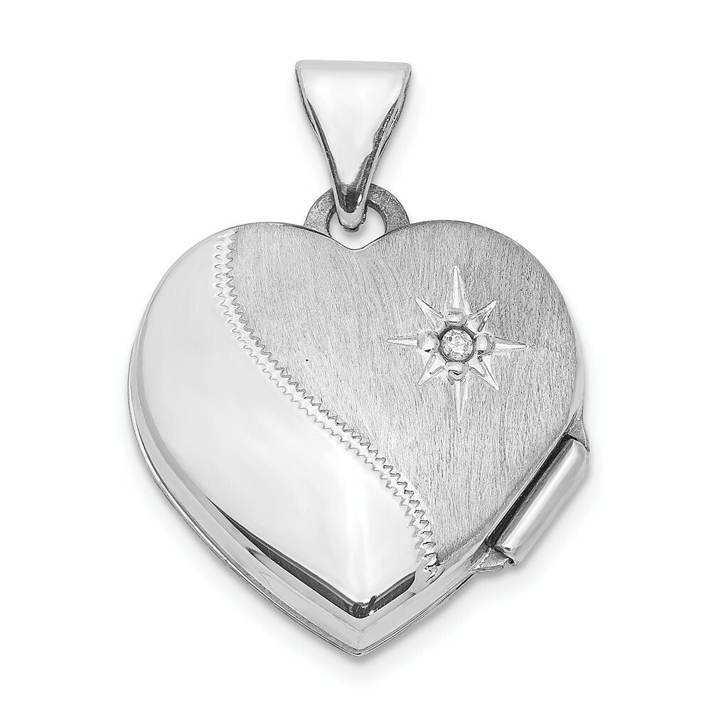 14K Two-tone Gold 15mm Reversible Diamond Heart Locket