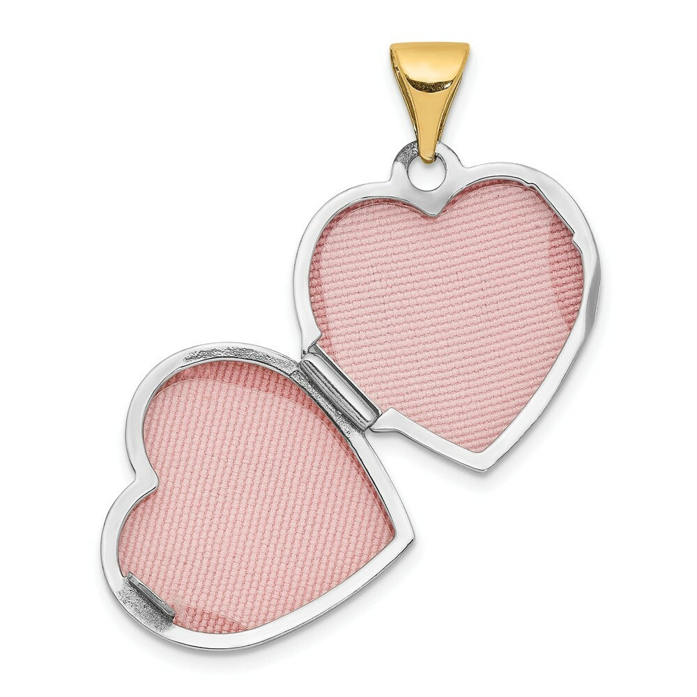 14K Two-tone Gold 15mm Reversible Diamond Heart Locket