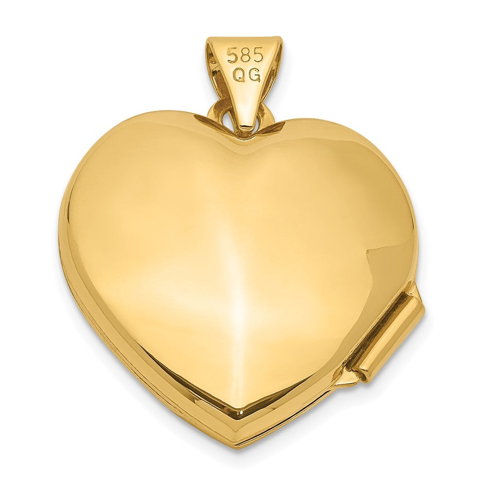 14K Yellow Gold 18mm Heart w/Tree Locket