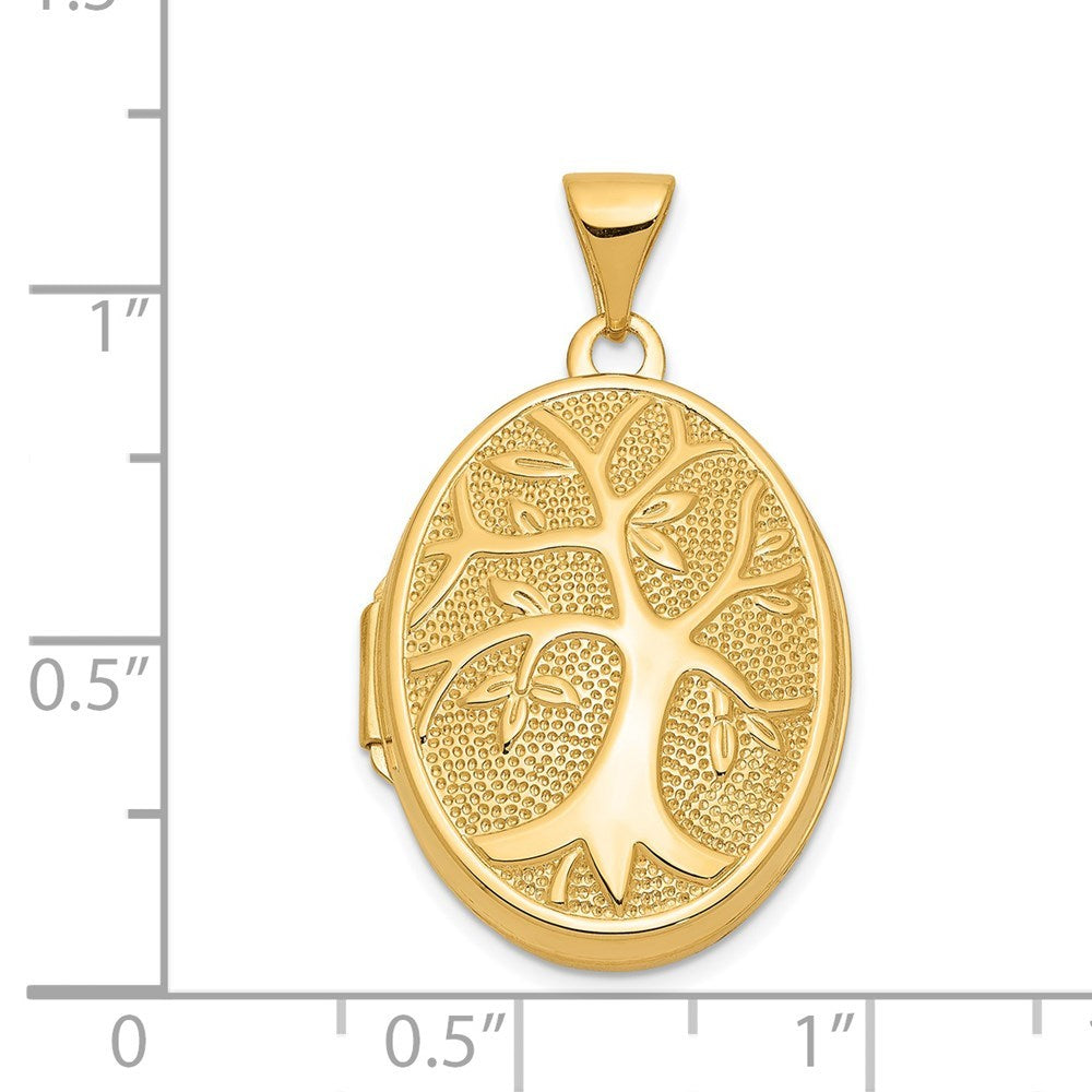 14K Yellow Gold 21x16mm Oval Tree Locket