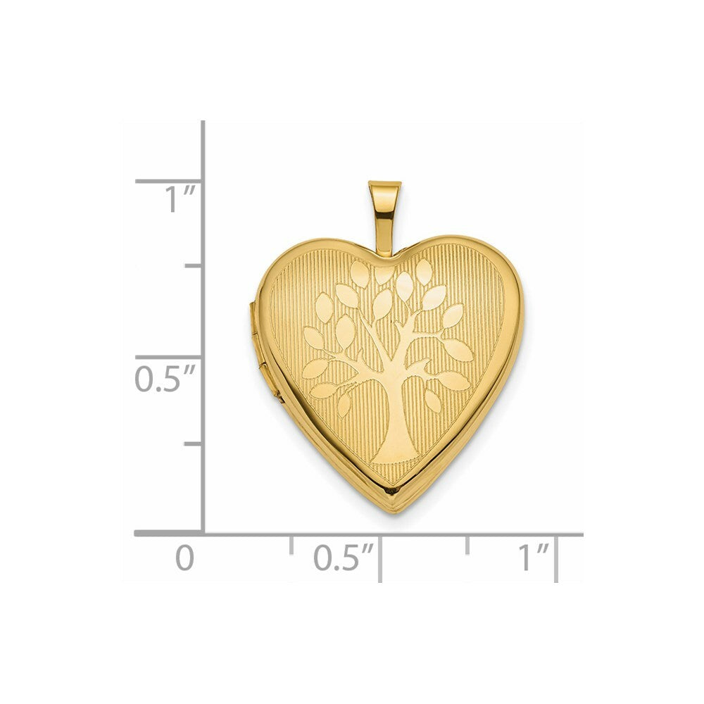 14k Yellow Gold 20mm Tree Heart Locket