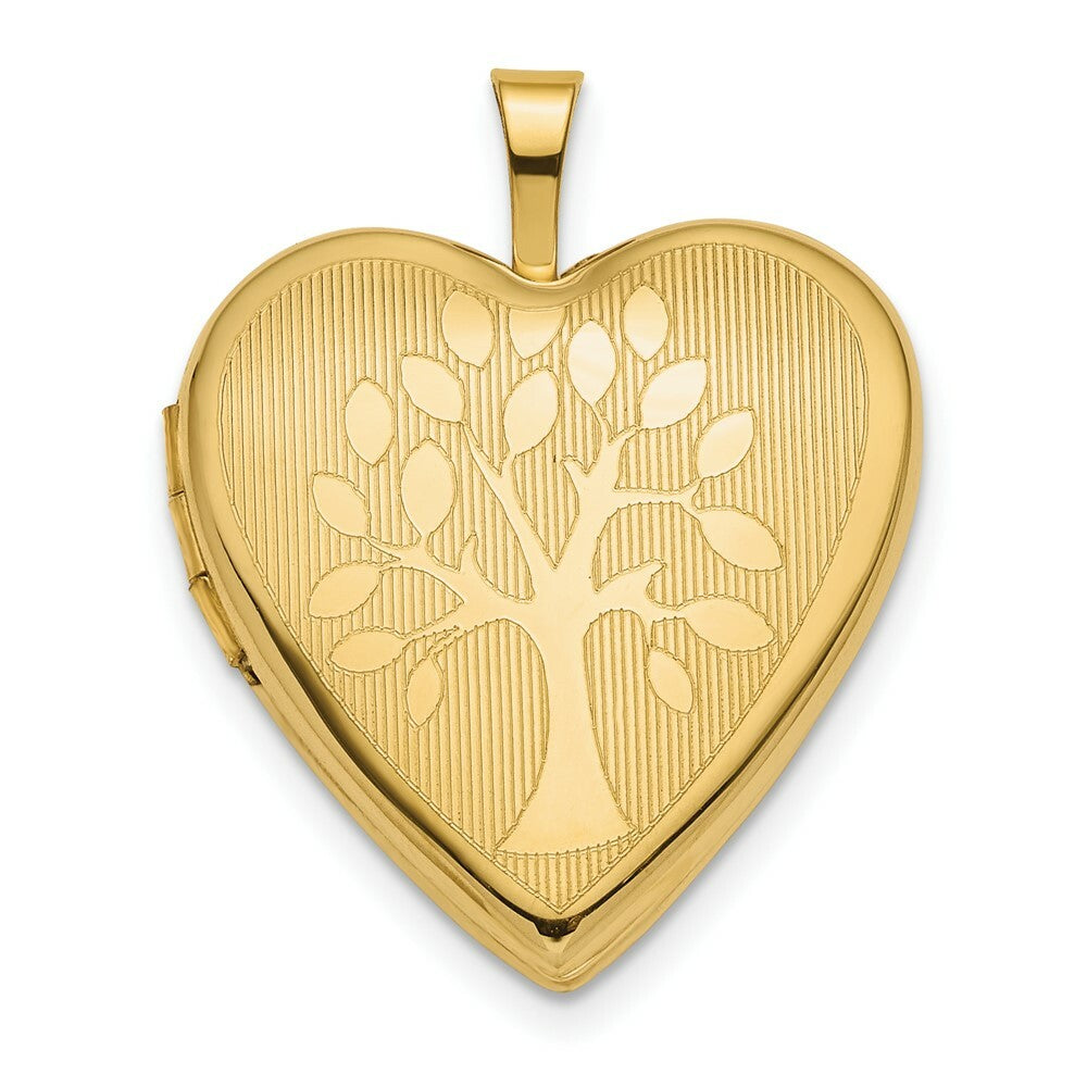 14k Yellow Gold 20mm Tree Heart Locket