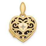 Load image into Gallery viewer, 14k Yellow Gold Polished Filigree Diamond Heart Locket
