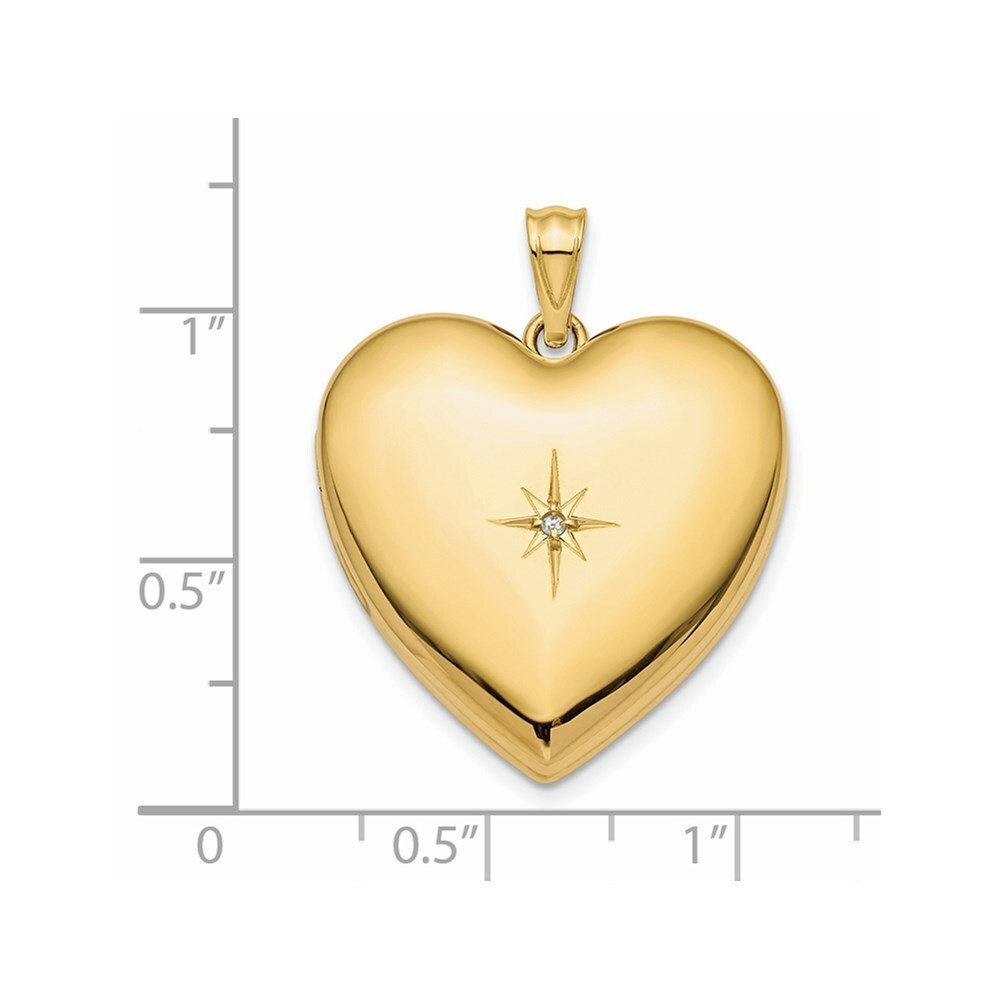14k Yellow Gold 24mm with Dia. Star Design Ash Holder Heart Locket
