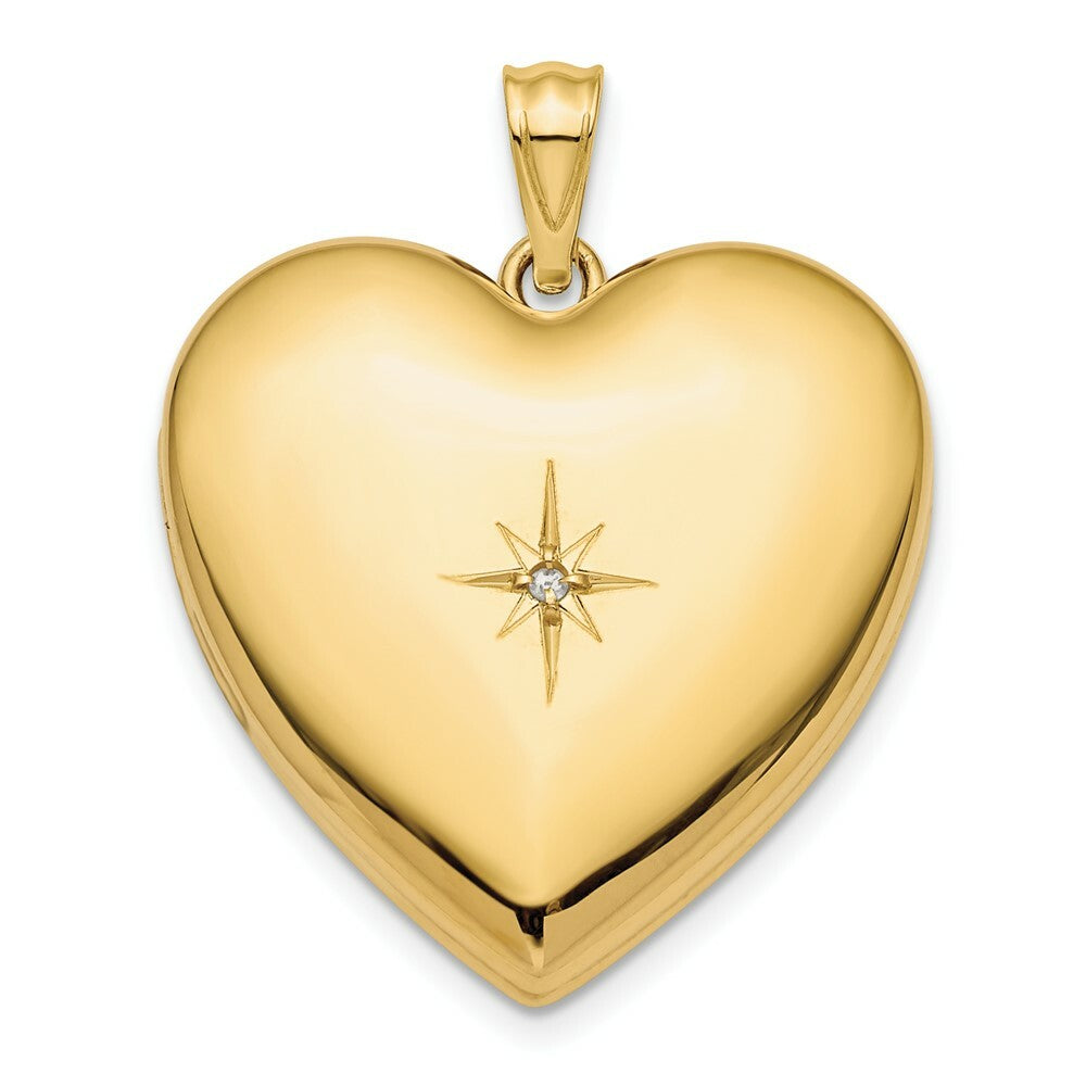 14k Yellow Gold 24mm with Dia. Star Design Ash Holder Heart Locket