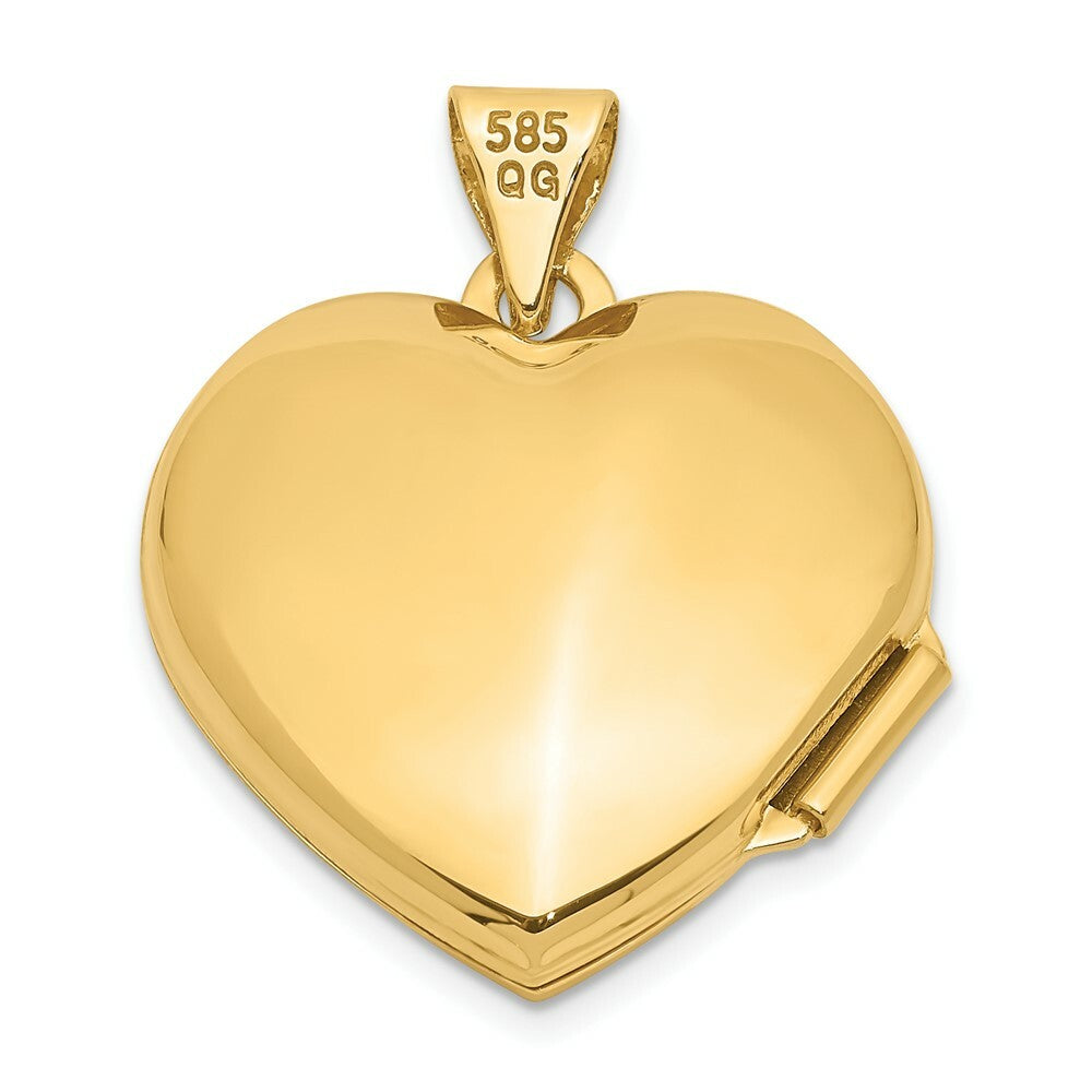 14K Yellow Gold Plain Heart Locket 24x19mm