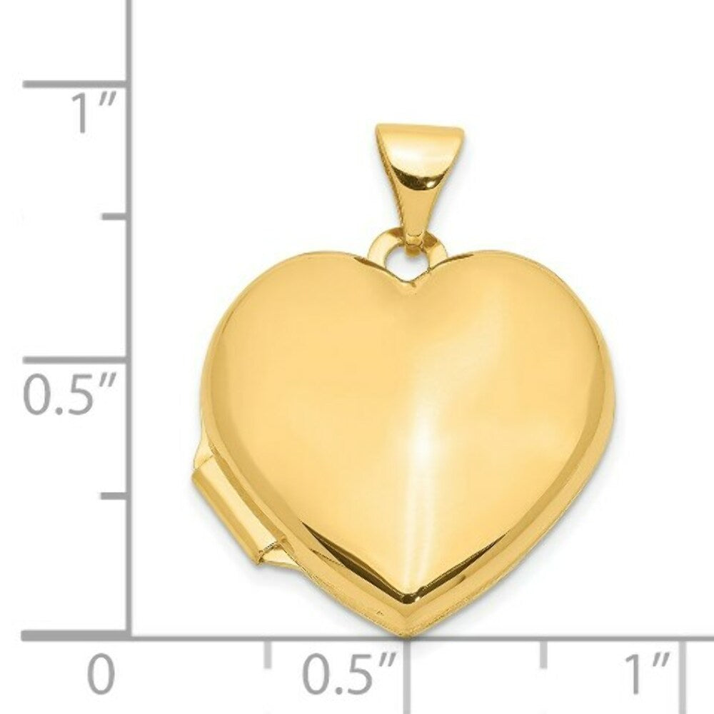 14K Yellow Gold Plain Heart Locket 24x19mm