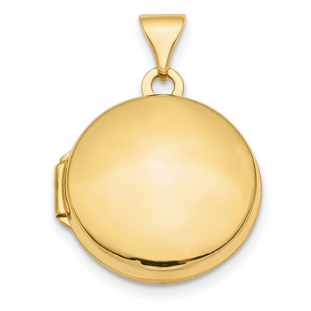 14k Yellow Gold Polished Domed 16mm Round Locket