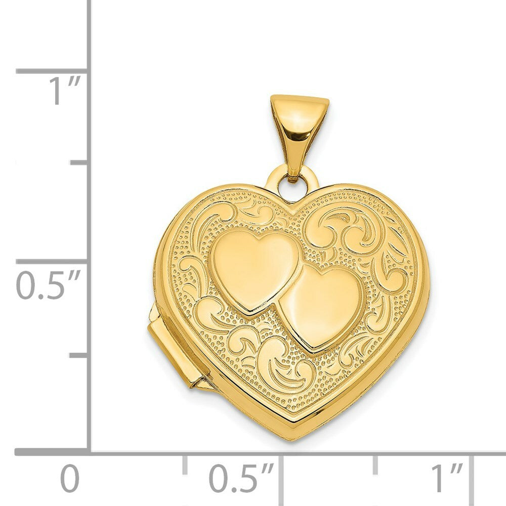 14K Yellow Gold Double Heart Locket 24x19mm