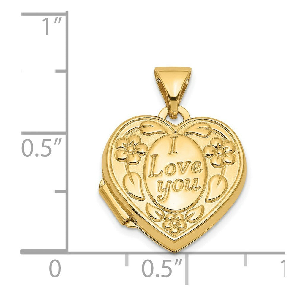 14K Yellow Gold I Love You Heart Locket 21x15mm