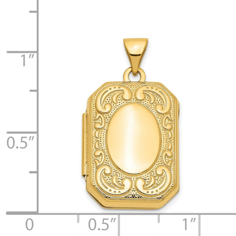 14K Yellow Gold Rectangle Locket 30x16mm