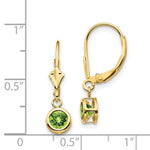 Load image into Gallery viewer, 14K Yellow Gold 5mm Peridot Leverback Earrings

