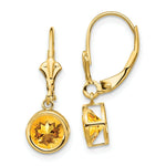 Load image into Gallery viewer, 14K Yellow Gold 6mm Citrine Leverback Earrings
