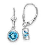 Load image into Gallery viewer, 14k White Gold 6mm Blue Topaz Leverback Earrings
