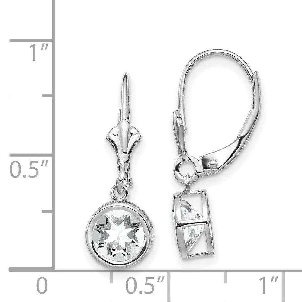 14k White Gold 6mm Cubic Zirconia Leverback Earrings