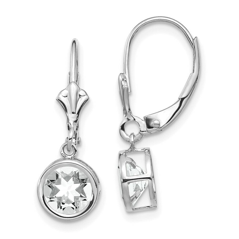 14k White Gold 6mm Cubic Zirconia Leverback Earrings
