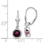 Load image into Gallery viewer, 14k White Gold 6mm Rhodolite Garnet Leverback Earrings
