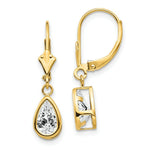 Load image into Gallery viewer, 14K Yellow Gold 8x5mm Pear Cubic Zirconia Leverback Earrings
