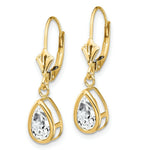 Load image into Gallery viewer, 14K Yellow Gold 8x5mm Pear Cubic Zirconia Leverback Earrings
