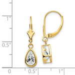 Load image into Gallery viewer, 14K Yellow Gold 8x5mm Pear Cubic Zirconia Leverback Earrings
