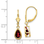Load image into Gallery viewer, 14K Yellow Gold 8x5mm Pear Garnet Leverback Earrings
