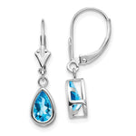 Load image into Gallery viewer, 14k White Gold 8x5mm Pear Blue Topaz Leverback Earrings
