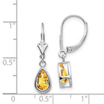 Load image into Gallery viewer, 14k White Gold 8x5mm Pear Citrine Leverback Earrings
