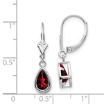 Load image into Gallery viewer, 14k White Gold 8x5mm Pear Garnet Leverback Earrings
