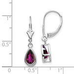 Load image into Gallery viewer, 14k White Gold 8x5mm Pear Rhodolite Garnet Leverback Earrings
