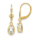 Load image into Gallery viewer, 14K Yellow Gold 7x5mm Oval Cubic Zirconia Leverback Earrings
