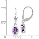 Load image into Gallery viewer, 14k White Gold 7x5mm Oval Amethyst Leverback Earrings
