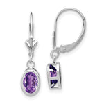 Load image into Gallery viewer, 14k White Gold 7x5mm Oval Amethyst Leverback Earrings

