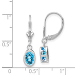 Load image into Gallery viewer, 14k White Gold 7x5mm Oval Blue Topaz Leverback Earrings
