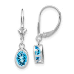 Load image into Gallery viewer, 14k White Gold 7x5mm Oval Blue Topaz Leverback Earrings
