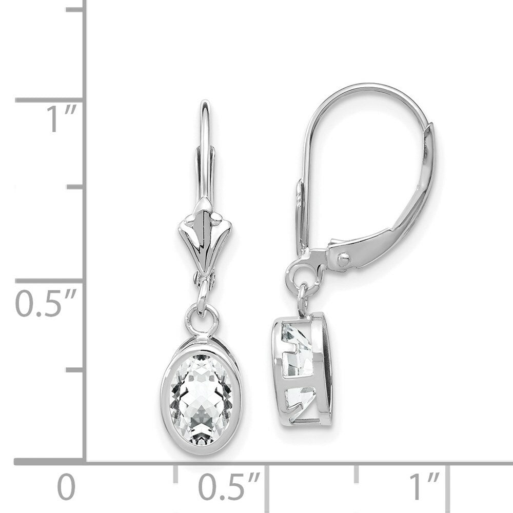 14k White Gold 7x5mm Oval Cubic Zirconia Leverback Earrings