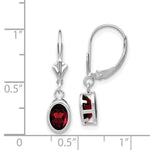 Load image into Gallery viewer, 14k White Gold 7x5mm Oval Garnet Leverback Earrings
