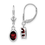 Load image into Gallery viewer, 14k White Gold 7x5mm Oval Garnet Leverback Earrings
