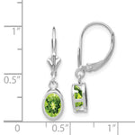 Load image into Gallery viewer, 14k White Gold 7x5mm Oval Peridot Leverback Earrings
