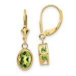 Load image into Gallery viewer, 14K Yellow Gold 8x6mm Oval Peridot Leverback Earrings
