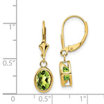 Load image into Gallery viewer, 14K Yellow Gold 8x6mm Oval Peridot Leverback Earrings

