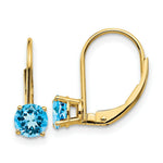 Load image into Gallery viewer, 14K Yellow Gold 5mm Blue Topaz Leverback Earrings

