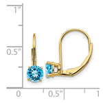 Load image into Gallery viewer, 14K Yellow Gold 5mm Blue Topaz Leverback Earrings
